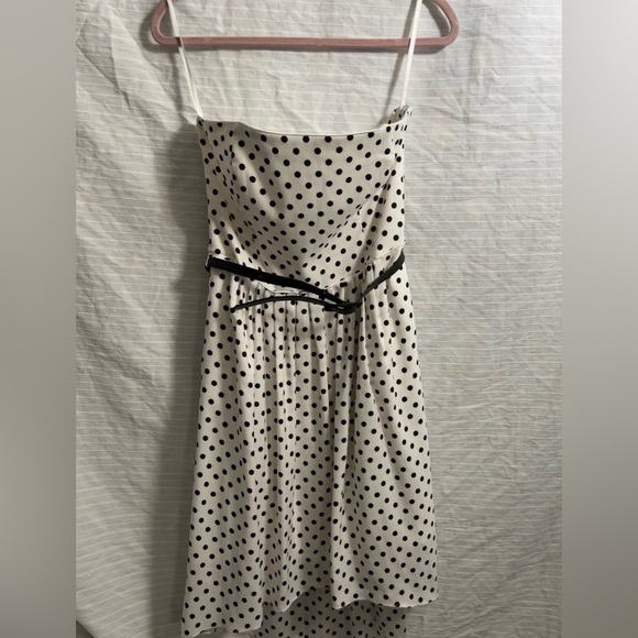 WHITE HOUSE BLACK MARKET Polka Dot Fit & Flare Dress White/Black Size 10 VGUC - Picture 1 of 6